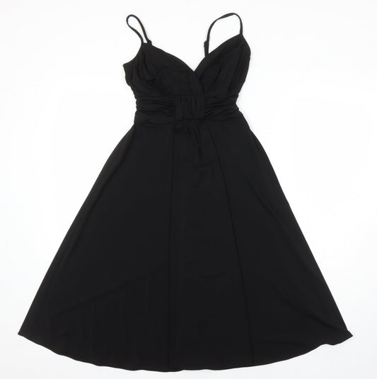 Additional front view of Principles women’s black houndstooth polyester a-line, size UK 6, sweetheart