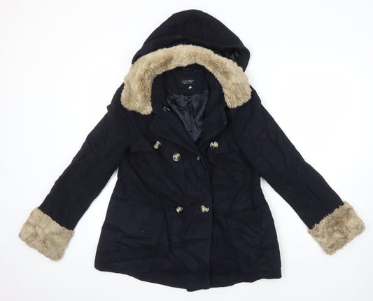 Womens UK Size 8 Topshop Blue Overcoat