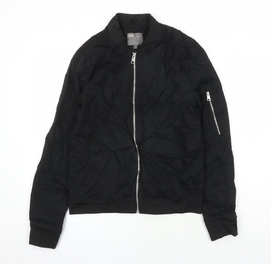 ASOS Womens Black Herringbone Bomber Jacket Jacket Size S Zip