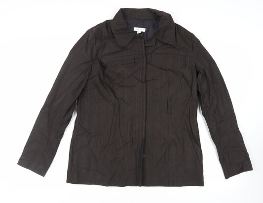 Topshop Womens Brown Striped Jacket Blazer Size 14 Button
