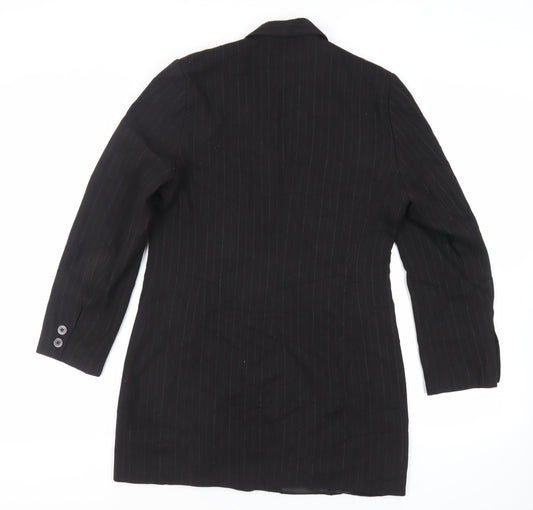 Klass Womens Black Striped Jacket Blazer Size 12 Button