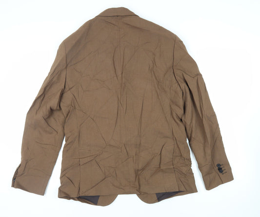 Zara Mens Brown Jacket Blazer Size 42 Button