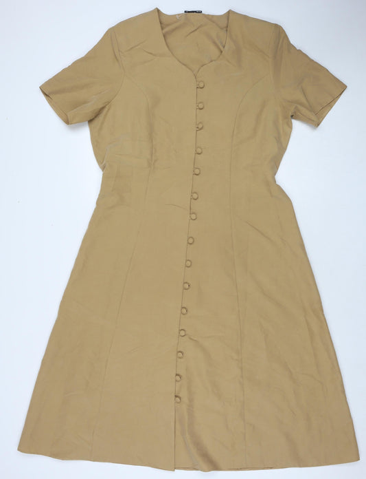 Lauren Duvar Womens Brown Viscose Maxi Size 18 Round Neck Button