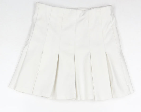 Bershka Womens White Polyester Pleated Skirt Size M Zip