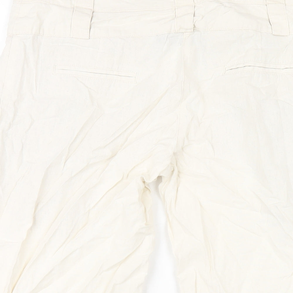 New Look Womens Ivory Viscose Capri Trousers Size 14 L20 in Regular Zip