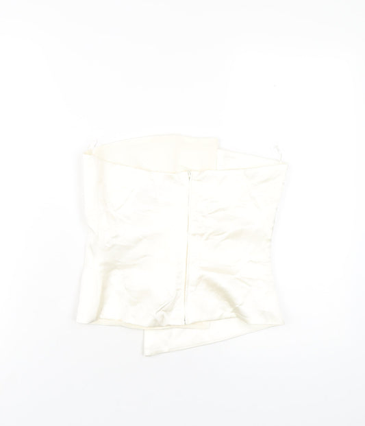 Womens UK Size S Zara Ivory Basic T-Shirt