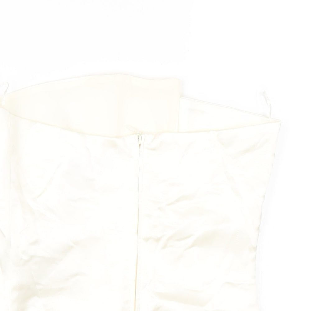 Womens UK Size S Zara Ivory Basic T-Shirt