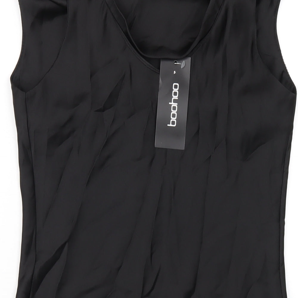 Boohoo Womens Black Polyester Mini Size 4 Cowl Neck Pullover