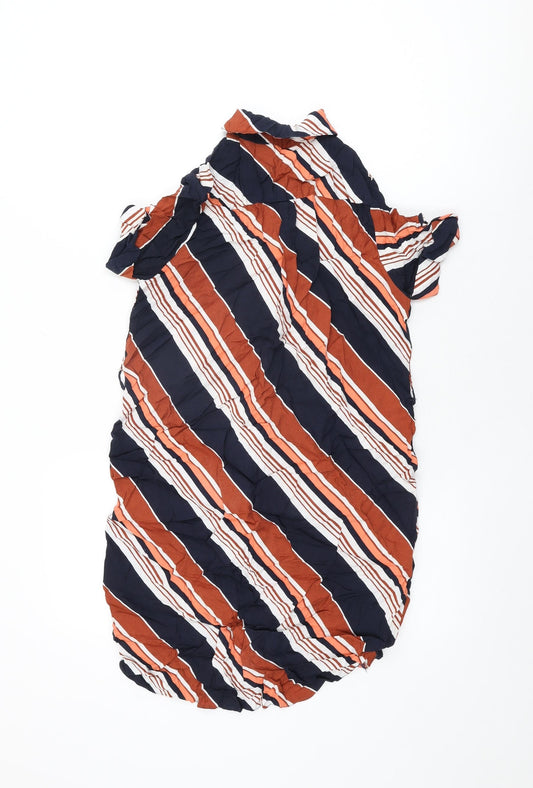 Dorothy Perkins Womens Multicoloured Striped Viscose Shirt Dress Size 8 Collared Button