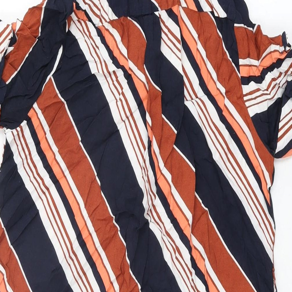 Dorothy Perkins Womens Multicoloured Striped Viscose Shirt Dress Size 8 Collared Button