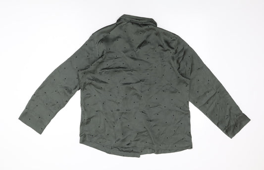 Womens UK Size M H&M Green Basic Button-Up