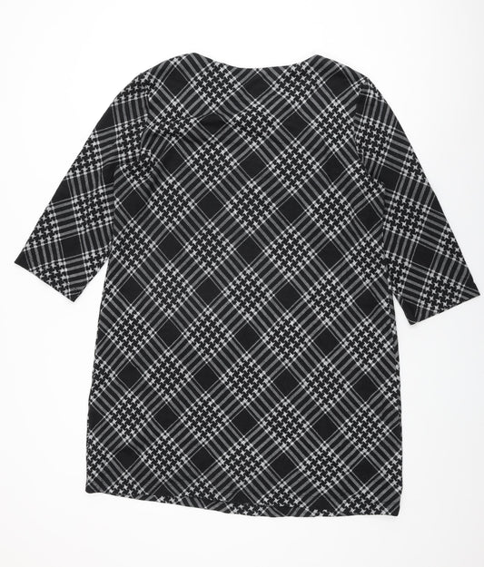 Roman Womens Black Geometric Polyester Shift Size 18 Round Neck Pullover