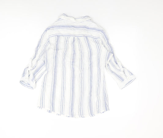 Womens UK Size 10 Isle Essentials White Basic Button-Up