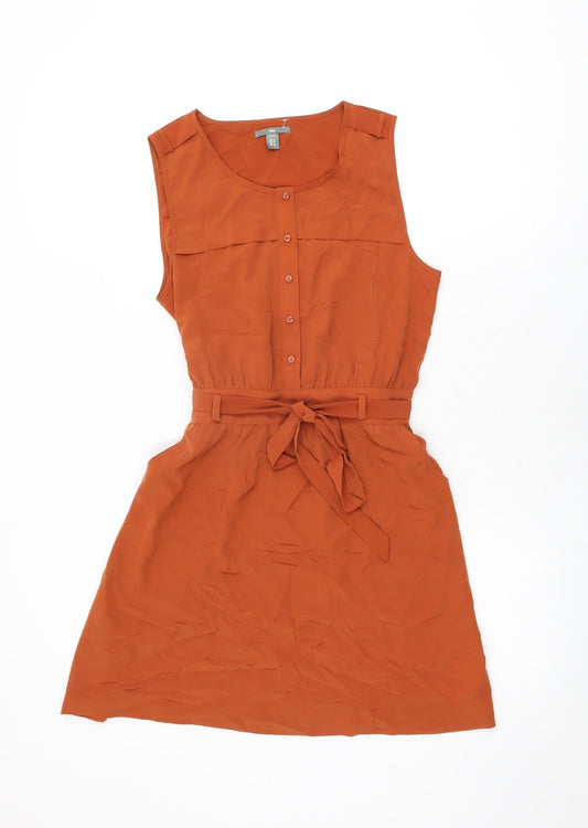 Gap Womens Orange Polyester Mini Size 8 Round Neck Button