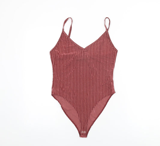 Womens UK Size L FOREVER 21 One-Piece Pink Bodysuit