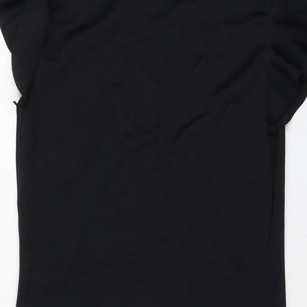 PRETTYLITTLETHING Womens Black Polyester Mini Size 12 Mock Neck Pullover