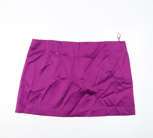 Marks and Spencer Womens Purple Polyester Mini Skirt Size 24 Zip