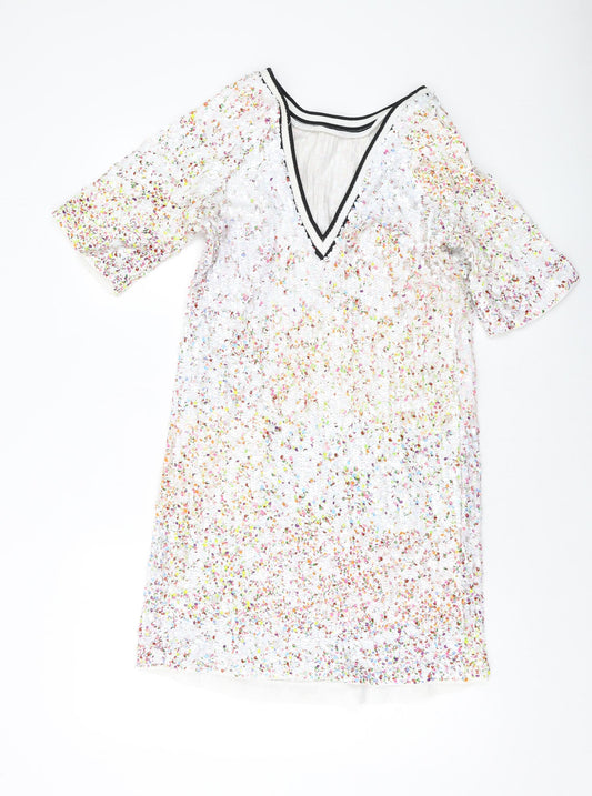 NEXT Womens Multicoloured Polyester Tank Dress Size 8 Round Neck Pullover - Sequins