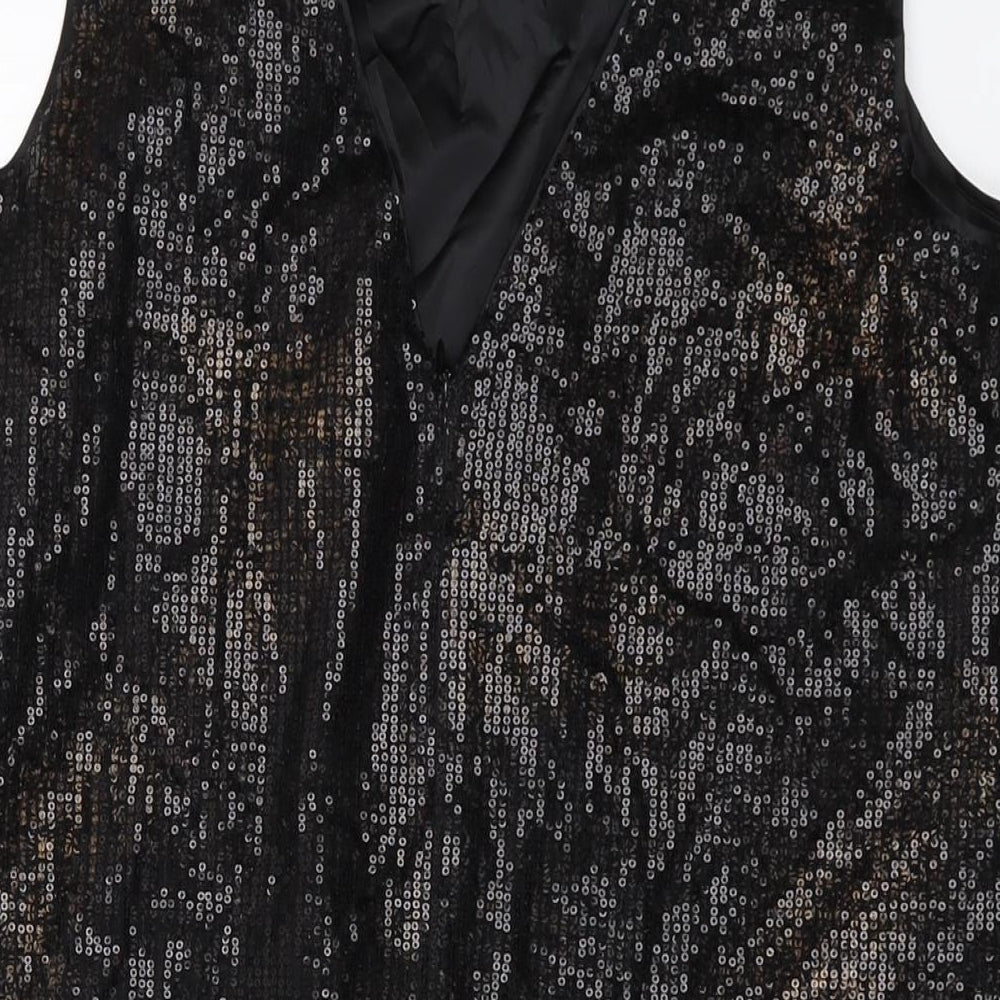 NEXT Womens Black Polyester Tank Dress Size 12 Round Neck Zip