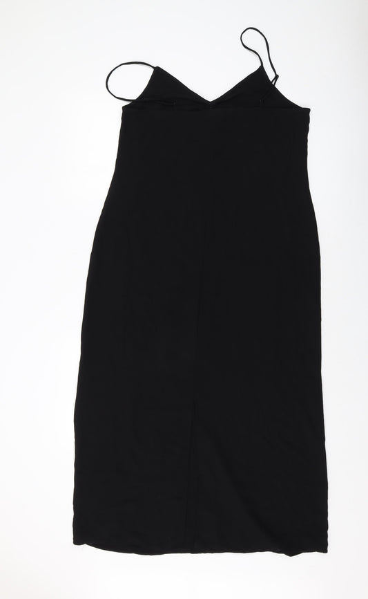 H&M Womens Black Polyester Tank Dress Size M V-Neck Pullover