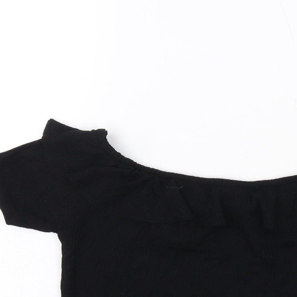 Womens UK Size L Zara Black Cropped Blouse