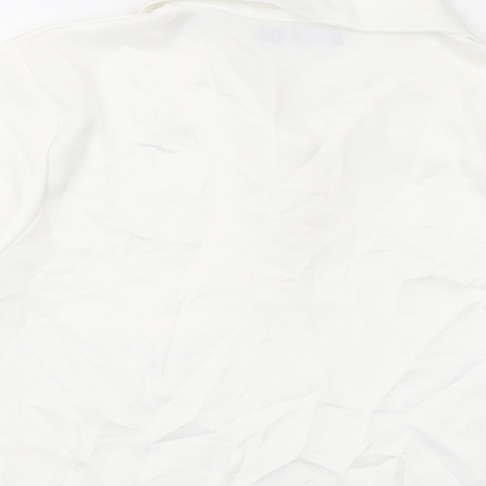 Nasty Gal Womens Ivory Polyester Basic T-Shirt Size 8 V-Neck