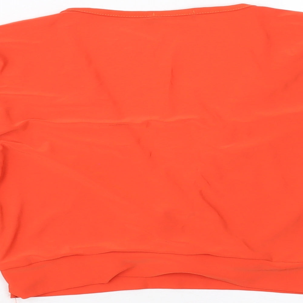 Nasty Gal Womens Orange Polyester Cropped Blouse Size 10 V-Neck