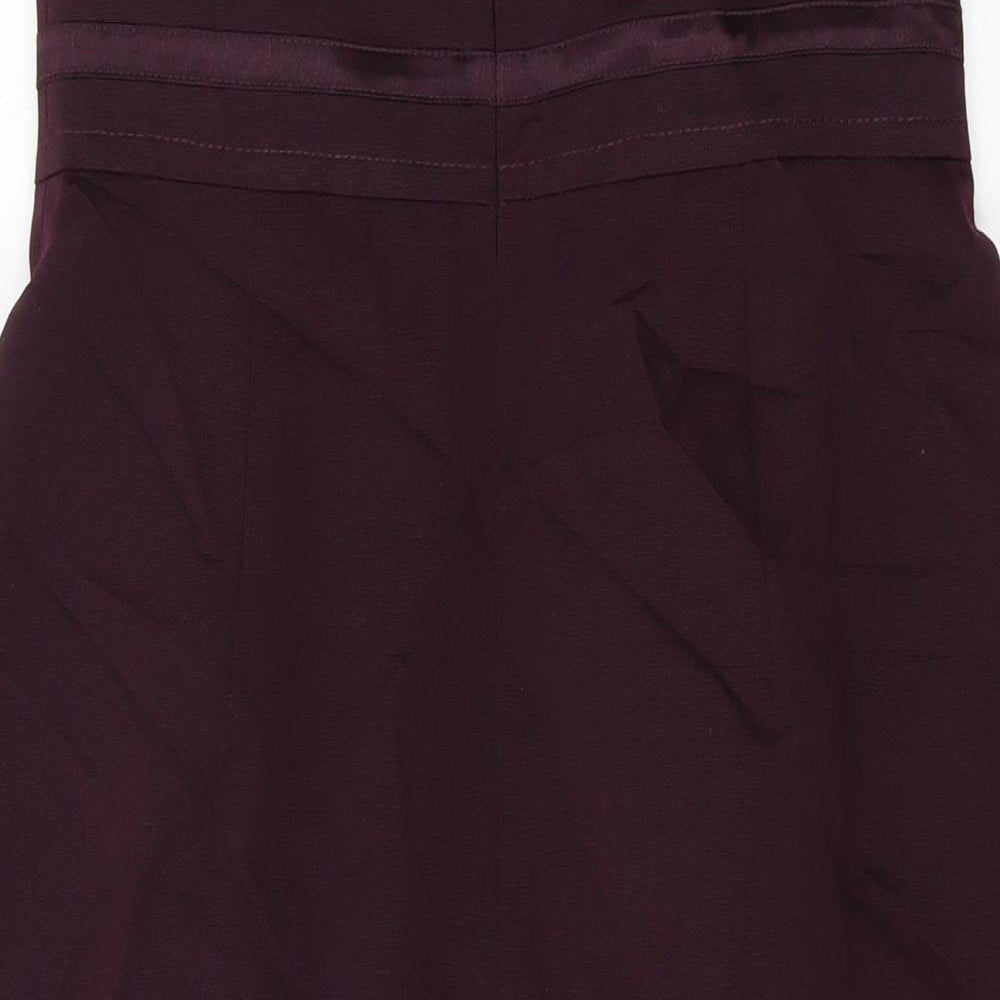 Autograph Womens Purple Cotton A-Line Size 12 Off the Shoulder Zip