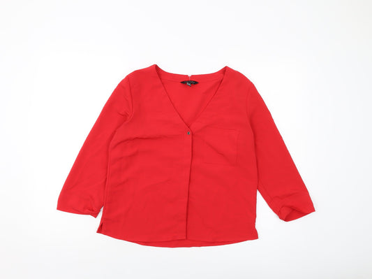 Womens UK Size 10 New Look Red Basic Blouse