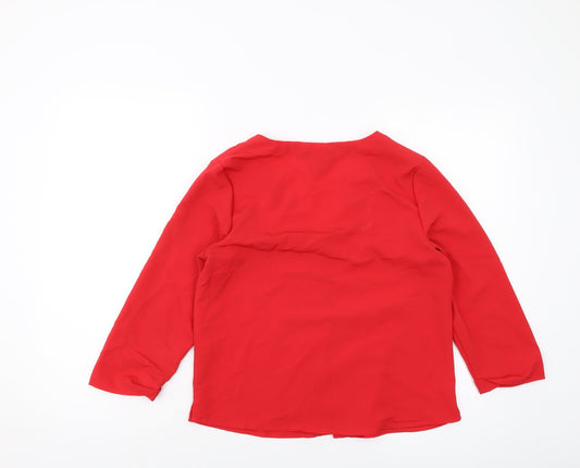 Womens UK Size 10 New Look Red Basic Blouse
