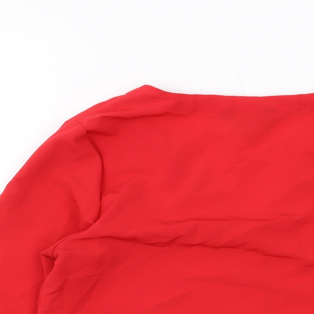 Womens UK Size 10 New Look Red Basic Blouse