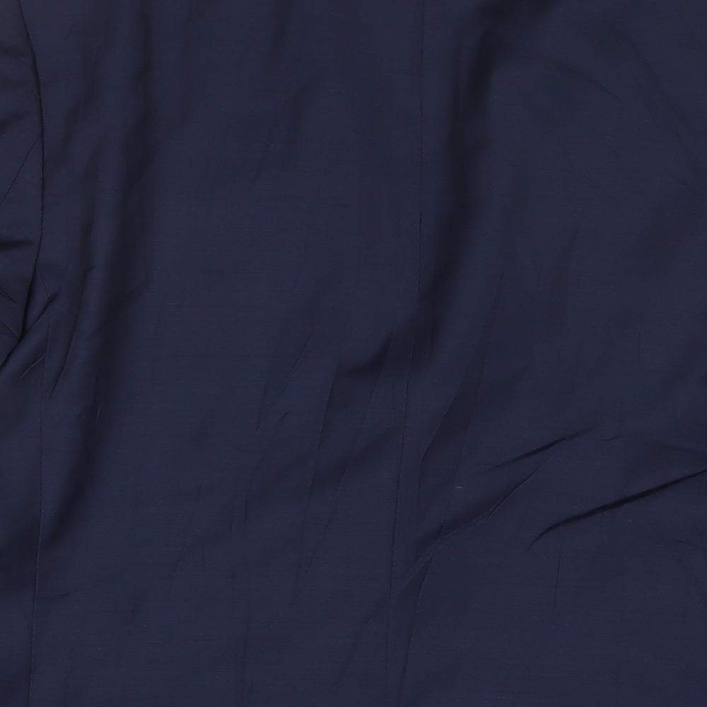 Brand and care label for Autograph men’s blue polyester jacket suit jacket, size 42, regular