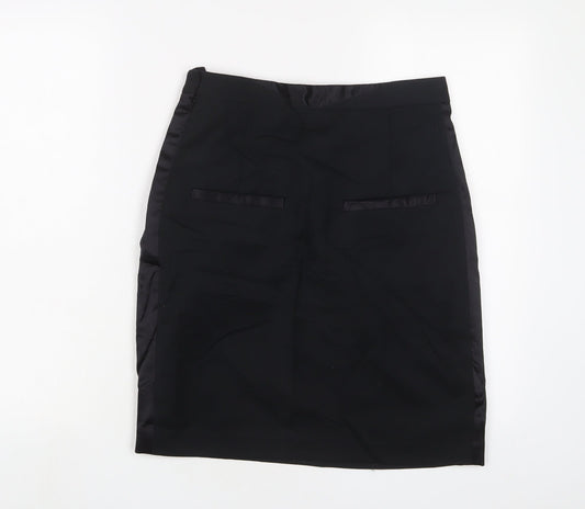 Malene Birger Womens Black Wool A-Line Skirt Size 8 Zip