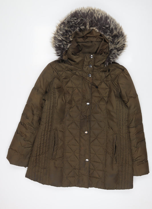 Womens UK Size L London Fog Green Parka Coat