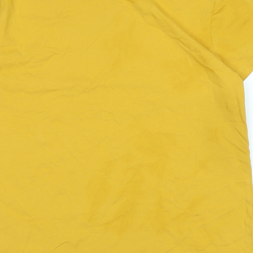 TMill Womens Yellow Cotton Basic T-Shirt Size 10 Crew Neck