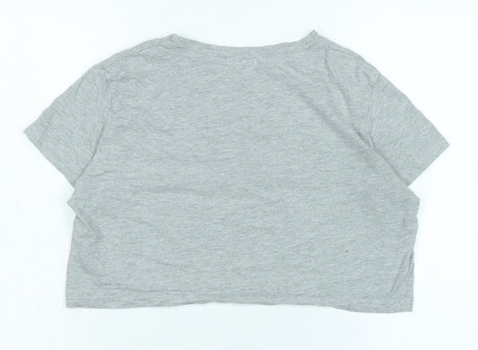 Womens UK Size 14 Missguided Grey Cropped T-Shirt