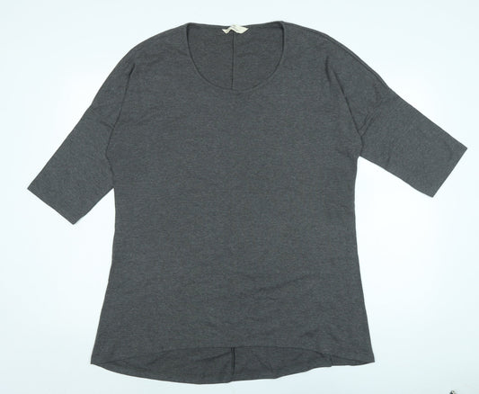 ORIGINAL ESSENTIALS Womens Grey Cotton Ringer T-Shirt Size 20 Boat Neck