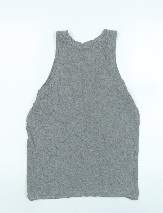 Debenhams Womens Grey Cotton Basic Tank Size S Scoop Neck