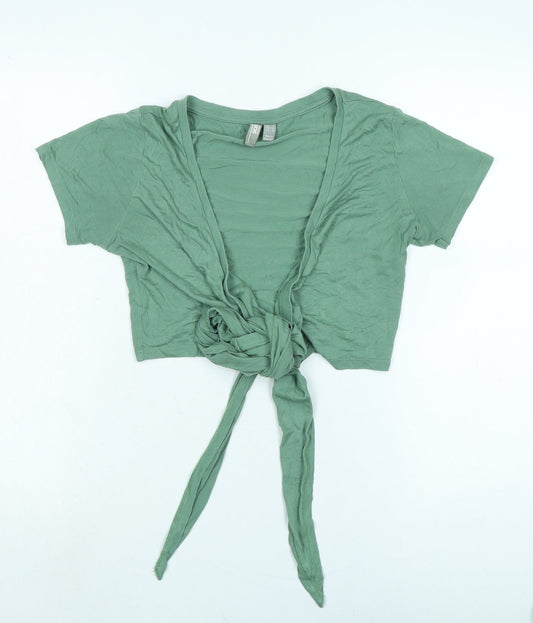 Womens UK Size 8 ASOS Green Wrap T-Shirt