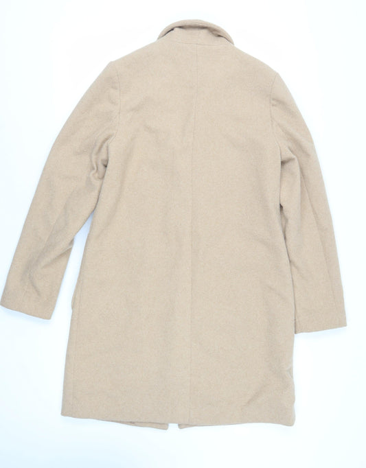 New Look Womens Beige Overcoat Coat Size 12 Button