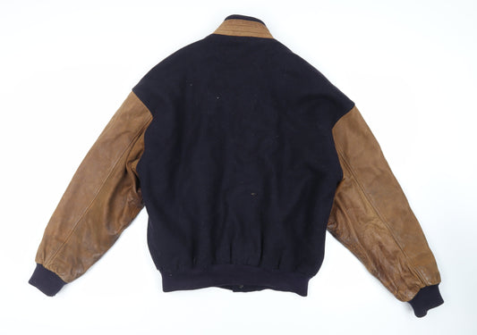 Wolff Mens Blue Bomber Jacket Jacket Size L Snap