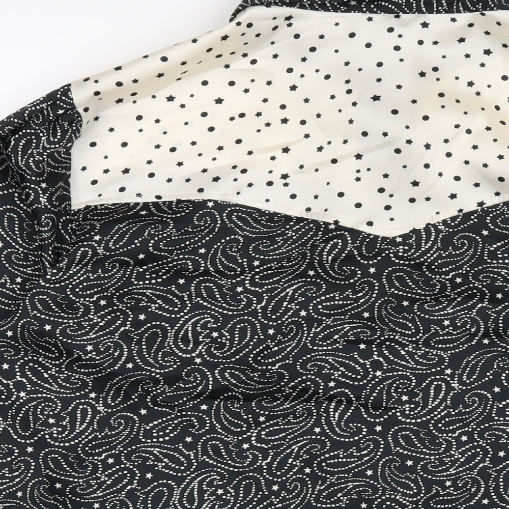 Womens UK Size 10 Topshop Black Basic Button-Up
