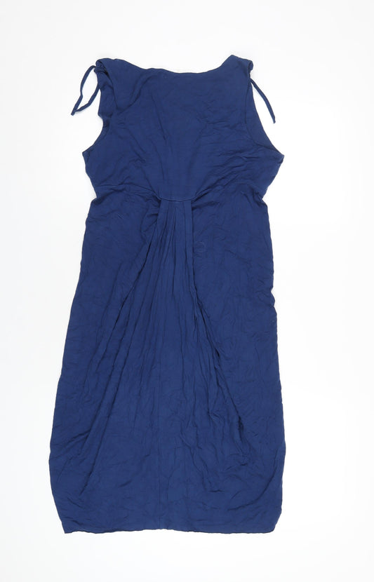 Full Circle Womens Blue Viscose A-Line Size M V-Neck Pullover