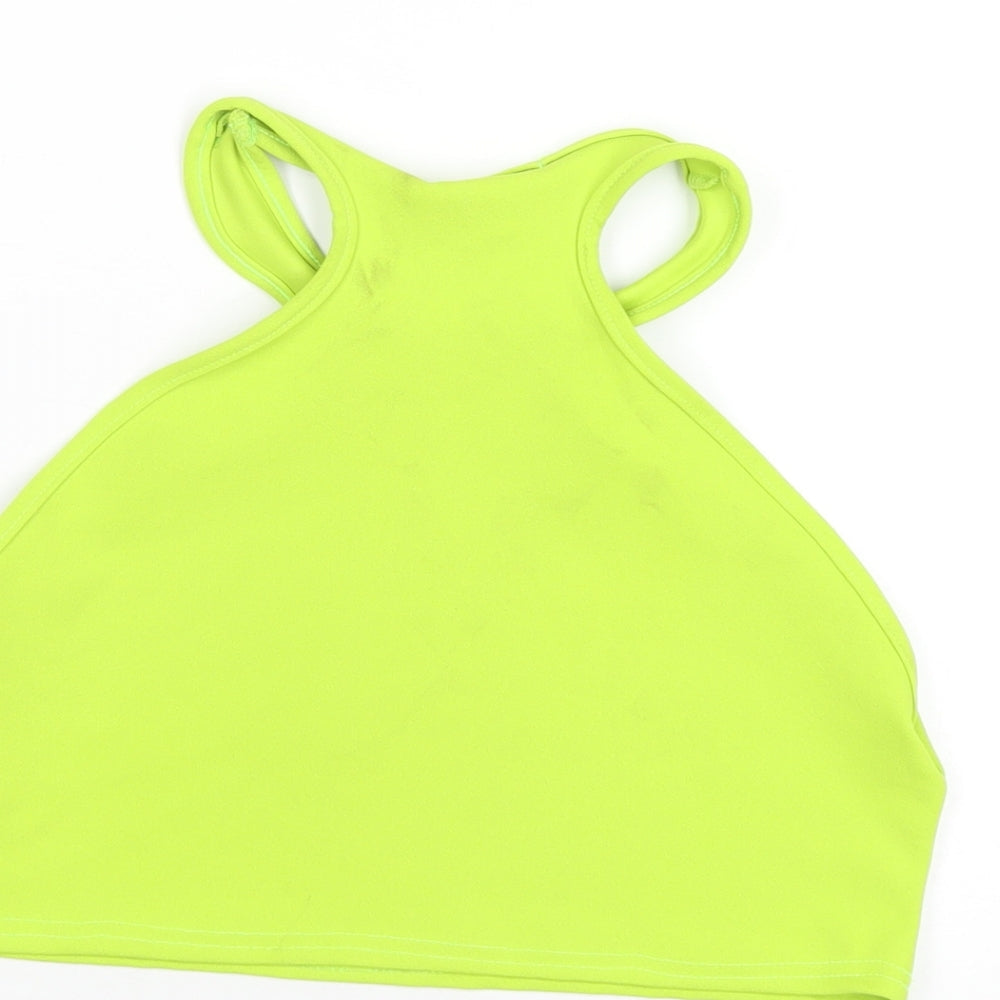 Womens UK Size 14 PRETTYLITTLETHING Green Cropped Tank
