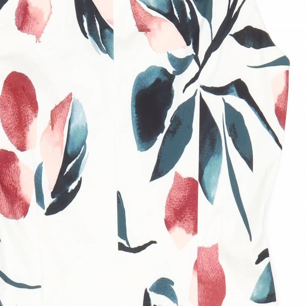 Autograph Womens White Floral Polyester Pencil Dress Size 14 Square Neck Zip