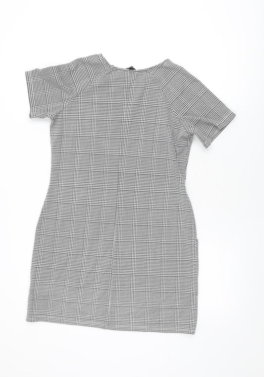New Look Womens Grey Houndstooth Polyester Shift Size 12 Round Neck Pullover