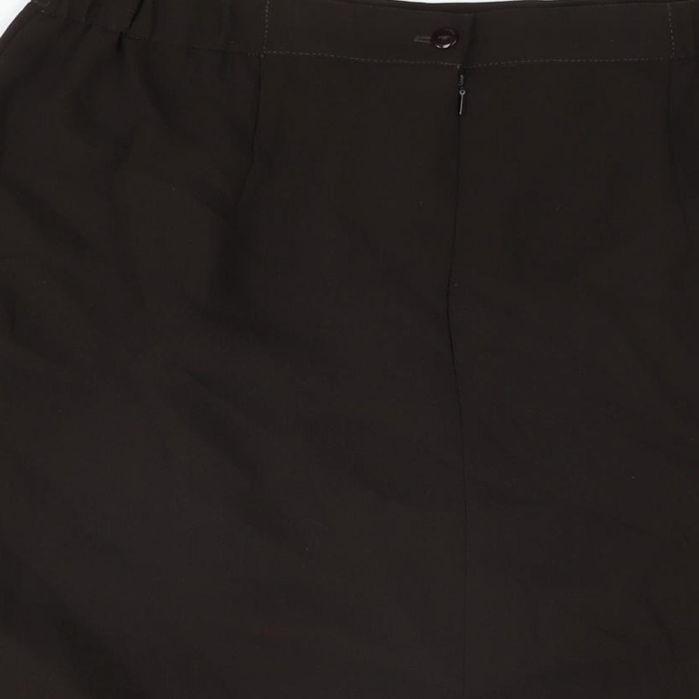 Collection Womens Brown Polyester Straight & Pencil Skirt Size 16 Zip