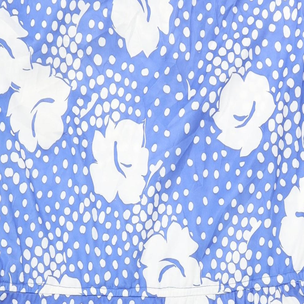 C&A Womens Blue Floral Polyester Shift Size 18 V-Neck Pullover