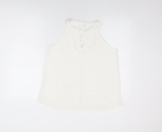 Boohoo Womens White Polyester Basic T-Shirt Size 16 Round Neck