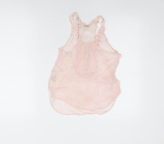 Jack Wills Womens Pink Polka Dot Viscose Basic T-Shirt Size 8 Round Neck